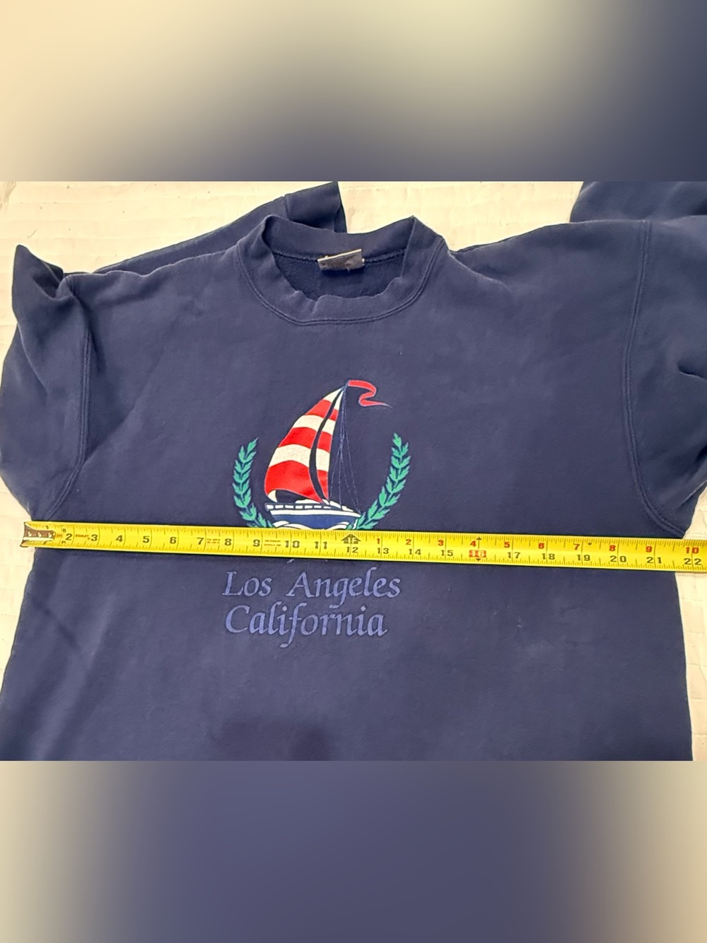 Vintage 90s Oneita Power-Sweats Los Angeles California Sailboat Sweatshirt Large - Picture 5 of 6
